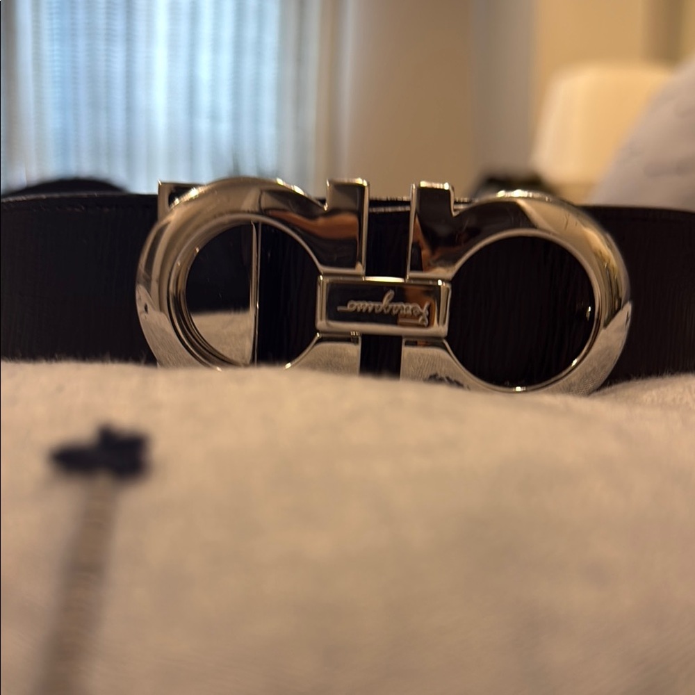 Salvatore Ferragamo Black Leather Belt